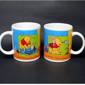 Vintage Pair of Disney Winnie The Pooh & Friends Ceramic Coffee / Tea Mugs Cups
